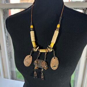 Artisan Crafted Statement Necklace Boho Ethnic Tribal Pendant Jewelry Penny